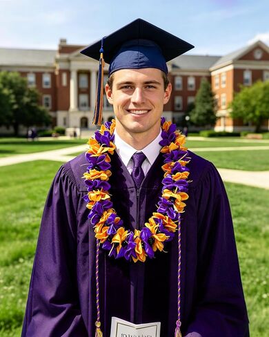 Romart Graduation Lei Class of 2026 for Grads, Kukui Nut Hawaiian Lei, Cap and Gown Accessory for Ceremony Party Photos in Saudi Arabia