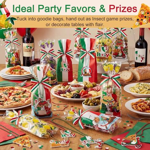 Ecally 36 Pcs Italian Themed Bead Necklaces Party Favors, Italy Gift Decorations Red White Green Beaded Necklaces with 12 Designs, Italian Festival Night Dinner Birthday Party Supplies for Adults in Kuwait