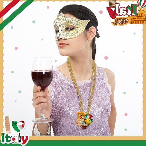 Ecally 36 Pcs Italian Themed Bead Necklaces Party Favors, Italy Gift Decorations Red White Green Beaded Necklaces with 12 Designs, Italian Festival Night Dinner Birthday Party Supplies for Adults in Kuwait