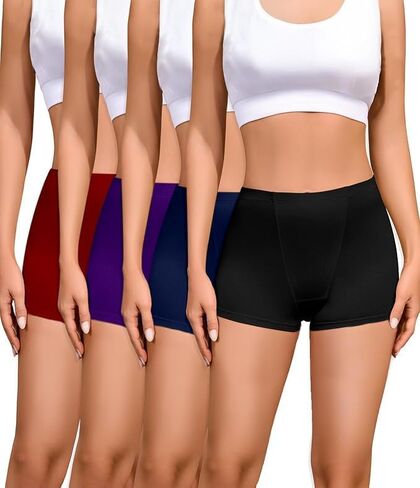 Cotton Boyshort Underwear for Women Cotton Boxer Briefs for Women Underwear Shorts 4 Pack Dark Purple/Fuchsia/Navy Blue/Black 3X-Large 2" Inseam in Saudi Arabia