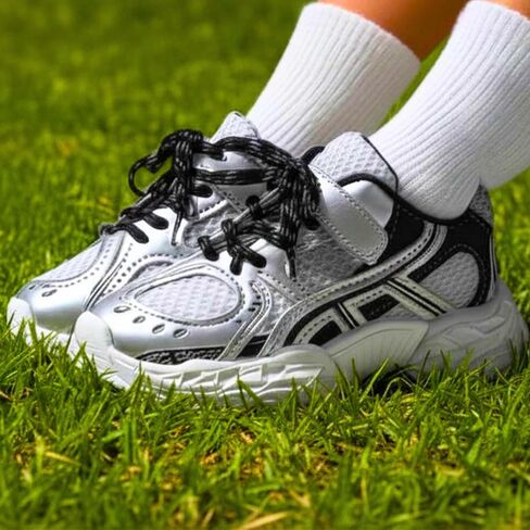 Kids Athletic Sneakers for Boys – Lightweight Breathable Mesh Shoes with Hook and Loop Strap, Chunky Sole for Toddlers & Little Kids in Kuwait