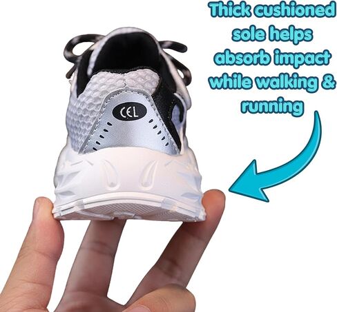 Kids Athletic Sneakers for Boys – Lightweight Breathable Mesh Shoes with Hook and Loop Strap, Chunky Sole for Toddlers & Little Kids in Kuwait