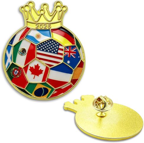 2/10/50/100pcs 2026 International Soccer Commemorative Enamel Pin– Crowned Football Design – Premium Zinc Alloy Souvenir Collectors Gifts for Soccer Fans in Saudi Arabia