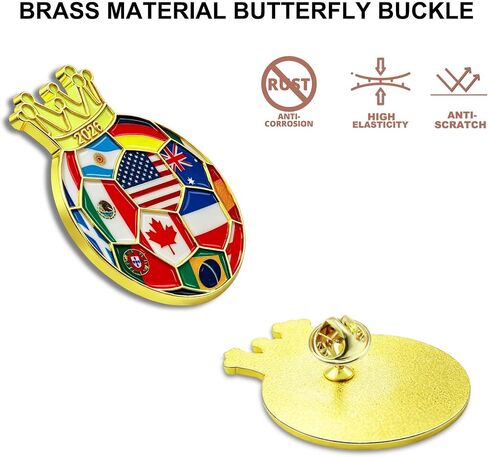 2/10/50/100pcs 2026 International Soccer Commemorative Enamel Pin– Crowned Football Design – Premium Zinc Alloy Souvenir Collectors Gifts for Soccer Fans in Saudi Arabia