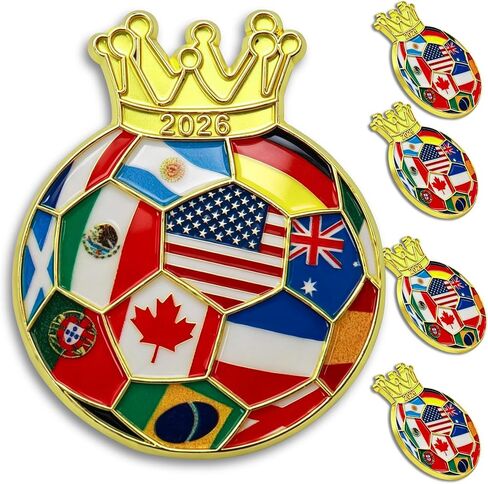 2/10/50/100pcs 2026 International Soccer Commemorative Enamel Pin– Crowned Football Design – Premium Zinc Alloy Souvenir Collectors Gifts for Soccer Fans in Saudi Arabia