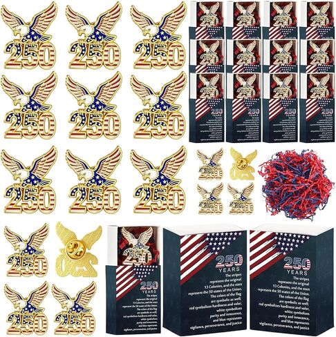 Landical Patriotic Pins 250th Bald Eagle Anniversary USA Gifts Military American Flag Lapel 250th Pins for Independence Day in Kuwait