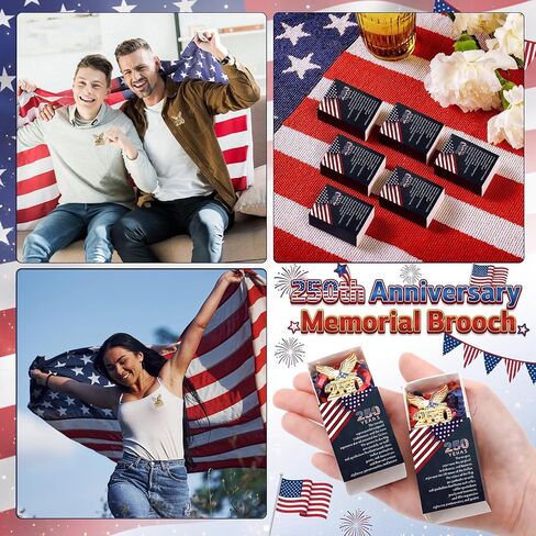 Landical Patriotic Pins 250th Bald Eagle Anniversary USA Gifts Military American Flag Lapel 250th Pins for Independence Day in Kuwait