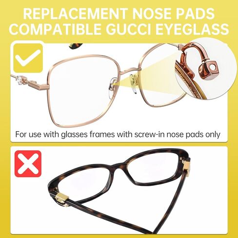 Nose Pads Replacement Compatible with Gucci Sunglasses Eyeglasses-Silicone Pads,2 Sets with Screws and Screwdriver (Gold & Silver) in Kuwait