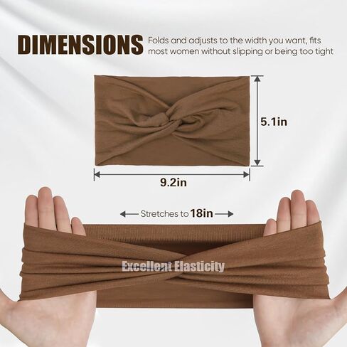 HSEM Headbands for Women, Non Silp Wide Hair Bands, Elastic Thick Head Bands, Stretchy Soft Sports Sweat Bands for Spa Workout Running Gym, Twist Knotted Cotton Cloth Turban Hair Accessories 6Pcs in Kuwait