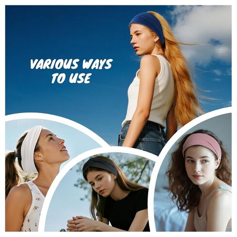 HSEM Headbands for Women, Non Silp Wide Hair Bands, Elastic Thick Head Bands, Stretchy Soft Sports Sweat Bands for Spa Workout Running Gym, Twist Knotted Cotton Cloth Turban Hair Accessories 6Pcs in Kuwait