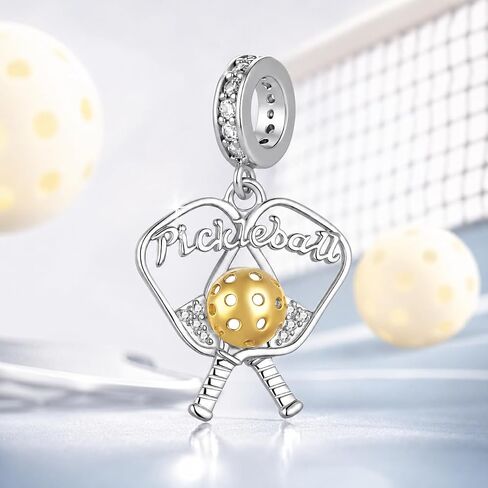 Pickleball Charms S925 Sterling Silver Pickleball Jewelry for Women Unique Sports Jewelry Gifts for Pickleball Fans and Players in Kuwait