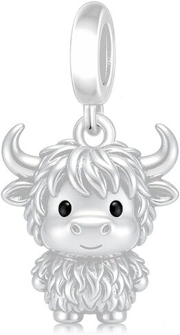 S925 Sterling Silver Highland Cow Charms, Scottish Highland Cow Cute Love Animal Beads Charm for Jewelry Gift for Women Necklace Bracelet in Saudi Arabia