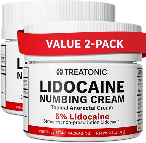 Treatonic 5% Lidocaine Numbing Cream: Lidocaine Cream Maximum Strength for Pain Relief, Itching, Burning, Soreness, Hemorrhoid Treatment - Fast Acting & Long Lasting Numbing - 2.1 oz in Saudi Arabia