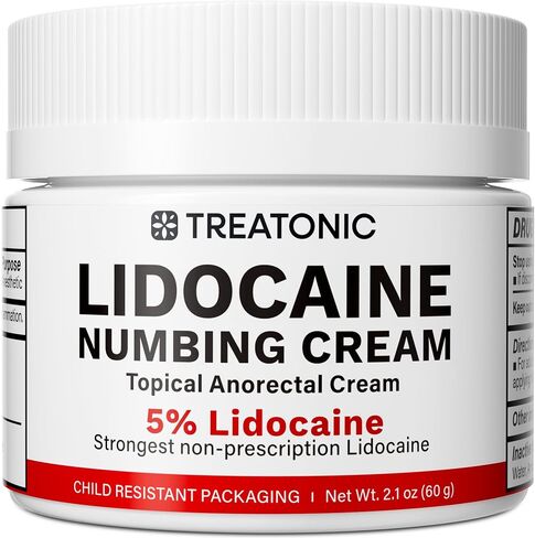 Treatonic 5% Lidocaine Numbing Cream: Lidocaine Cream Maximum Strength for Pain Relief, Itching, Burning, Soreness, Hemorrhoid Treatment - Fast Acting & Long Lasting Numbing - 2.1 oz in Saudi Arabia