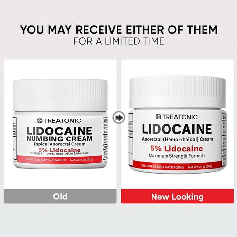 Treatonic 5% Lidocaine Numbing Cream: Lidocaine Cream Maximum Strength for Pain Relief, Itching, Burning, Soreness, Hemorrhoid Treatment - Fast Acting & Long Lasting Numbing - 2.1 oz in Saudi Arabia