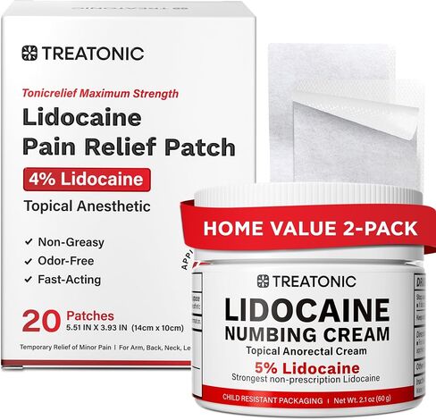 Treatonic 5% Lidocaine Numbing Cream: Lidocaine Cream Maximum Strength for Pain Relief, Itching, Burning, Soreness, Hemorrhoid Treatment - Fast Acting & Long Lasting Numbing - 2.1 oz in Saudi Arabia