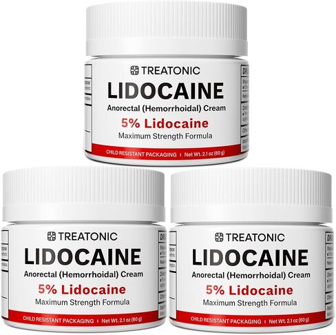 Treatonic 5% Lidocaine Numbing Cream: Lidocaine Cream Maximum Strength for Pain Relief, Itching, Burning, Soreness, Hemorrhoid Treatment - Fast Acting & Long Lasting Numbing - 2.1 oz in Saudi Arabia