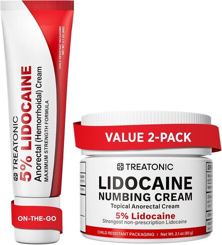 Treatonic 5% Lidocaine Numbing Cream: Lidocaine Cream Maximum Strength for Pain Relief, Itching, Burning, Soreness, Hemorrhoid Treatment - Fast Acting & Long Lasting Numbing - 2.1 oz in Saudi Arabia