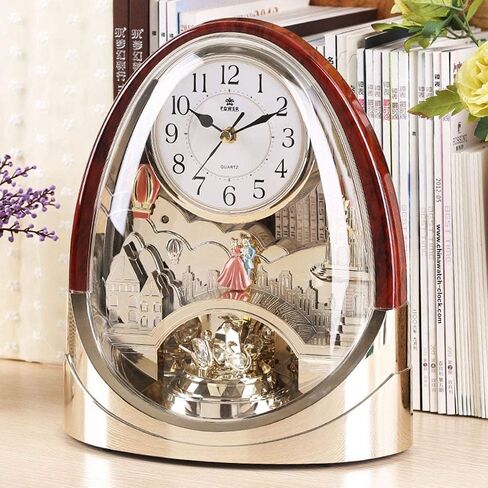 Table Clock,Desk Clock, Crystal Bells Musical Motion Rotating Pendulum Mantel Clock,for Home, Hotel, Library or Church Decor,Great Gift Idea. in Saudi Arabia