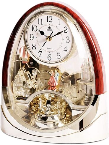 Table Clock,Desk Clock, Crystal Bells Musical Motion Rotating Pendulum Mantel Clock,for Home, Hotel, Library or Church Decor,Great Gift Idea. in Saudi Arabia