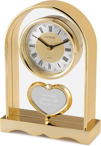THINGS REMEMBERED Engraved Personalized Gold Tone Arch Heart Clock (Free Customization) in Saudi Arabia