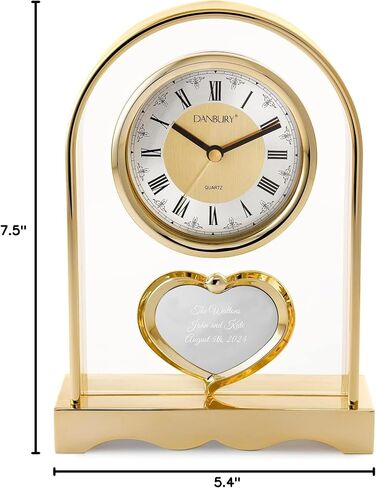 THINGS REMEMBERED Engraved Personalized Gold Tone Arch Heart Clock (Free Customization) in Saudi Arabia