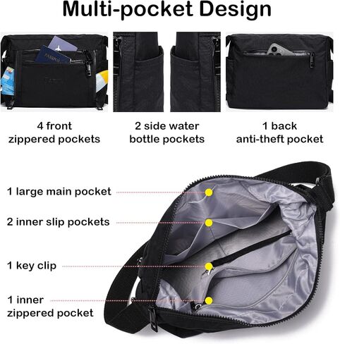 Haytijoe Nylon Crossbody Bags for Women Multi Pocket Lightweight Medium Messenger Satchel Shoulder Handbags Everyday Travel in Kuwait