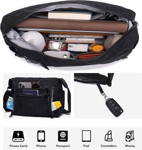 Haytijoe Nylon Crossbody Bags for Women Multi Pocket Lightweight Medium Messenger Satchel Shoulder Handbags Everyday Travel in Kuwait