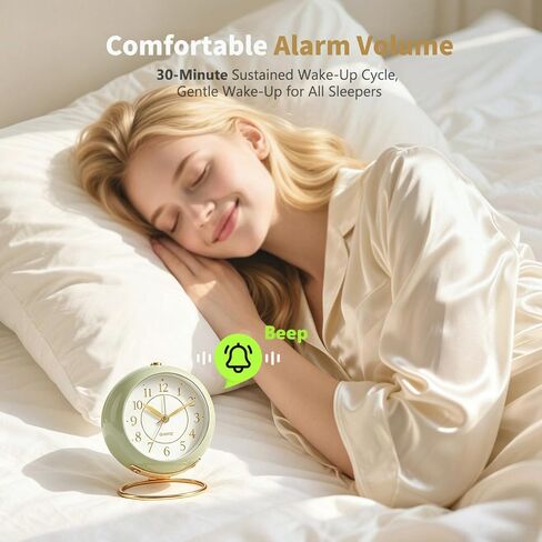 Analog Alarm Clock, Retro Small Desk Clock with Night Light, Cute Simple Design, Silent Non-Ticking, Battery Powered, Backlight Clock for Bedroom,Travel,Kitchen,Bedside Desktop Decor in Kuwait