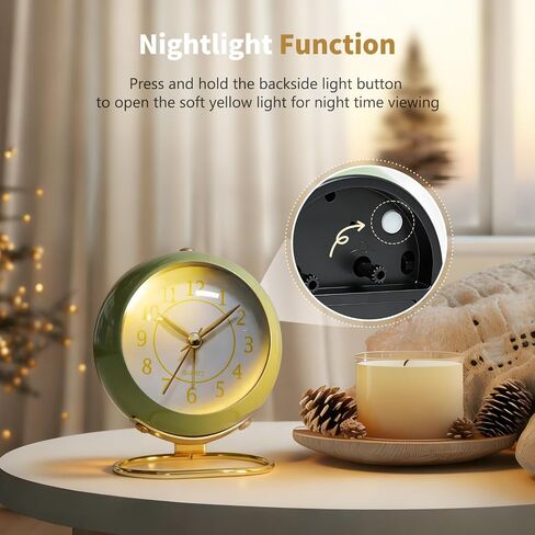 Analog Alarm Clock, Retro Small Desk Clock with Night Light, Cute Simple Design, Silent Non-Ticking, Battery Powered, Backlight Clock for Bedroom,Travel,Kitchen,Bedside Desktop Decor in Kuwait