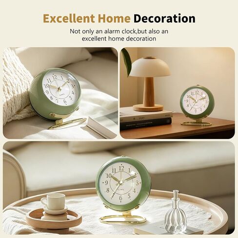 Analog Alarm Clock, Retro Small Desk Clock with Night Light, Cute Simple Design, Silent Non-Ticking, Battery Powered, Backlight Clock for Bedroom,Travel,Kitchen,Bedside Desktop Decor in Kuwait