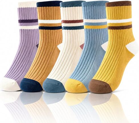 Women Casual Calf Socks - Color Cute Cotton Crew Socks - Soft Above Ankle Sock Colorful in Saudi Arabia
