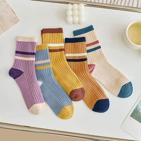 Women Casual Calf Socks - Color Cute Cotton Crew Socks - Soft Above Ankle Sock Colorful in Saudi Arabia