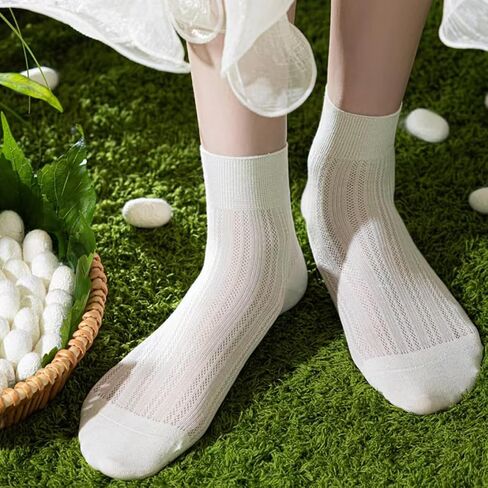 8 Pairs Mulberry Silk Socks Women's Summer Breathable Invisible Liner Socks Ultra-Thin No-Show Loafers in Saudi Arabia