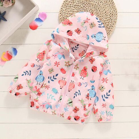 Kids Rain Jacket Windproof Long Sleeve Printed Zip Up Hooded Jackets Lightweight Outdoor Tactical Raincoats 1-9 Y in Kuwait