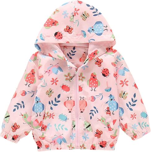 Kids Rain Jacket Windproof Long Sleeve Printed Zip Up Hooded Jackets Lightweight Outdoor Tactical Raincoats 1-9 Y in Kuwait