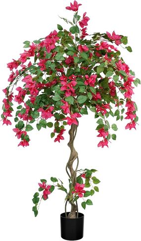 5FT Artificial Bougainvillea Tree with Realistic Pink Silk Flowers, Tall Faux Flowering Plant in Pot for Indoor Outdoor Home, Living Room, Porch, Patio Decor in Saudi Arabia