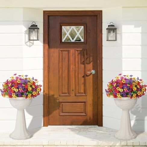Lifewit Artificial Flowers for Outdoor Indoor, 12 Bundles Plastic Fake Flowers Daisy with Eucalyptus Leaves for Home Garden Decor, Porch, Window Box(Mix for Fuchsia Purple Yellow Red) in Kuwait