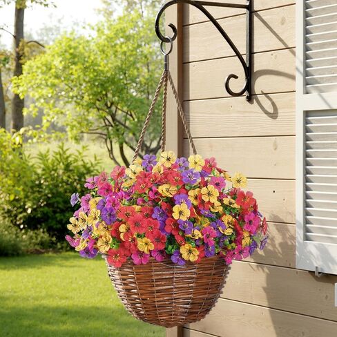 Lifewit Artificial Flowers for Outdoor Indoor, 12 Bundles Plastic Fake Flowers Daisy with Eucalyptus Leaves for Home Garden Decor, Porch, Window Box(Mix for Fuchsia Purple Yellow Red) in Kuwait