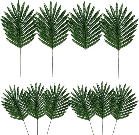 72 Pieces 10 Kinds Artificial Palm Leaves Golden Tropical Leaves with Stems Jungle Leaves Decorations for Hawaiian Luau Party Beach Baby Shower Wedding Birthday in Saudi Arabia
