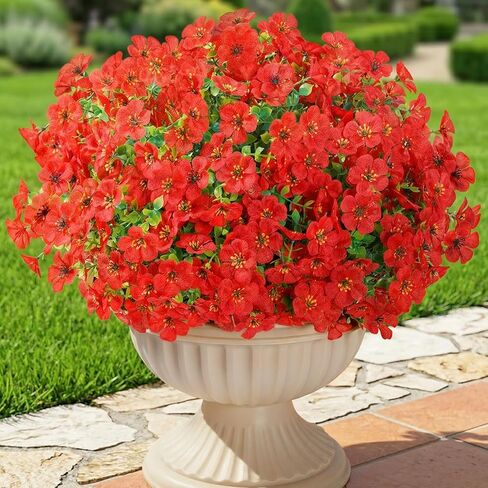 Lifewit Artificial Flowers for Outdoor Indoor, 12 Bundles Plastic Fake Flowers Daisy with Eucalyptus Leaves for Home Garden Decor, Porch, Window Box(Mix for Fuchsia Purple Yellow Red) in Kuwait