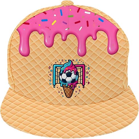 Baseball Ice Cream Drip Youth Cap, Waffle Pattern Hat for Kids Teens, Cute Sports Gift in Saudi Arabia