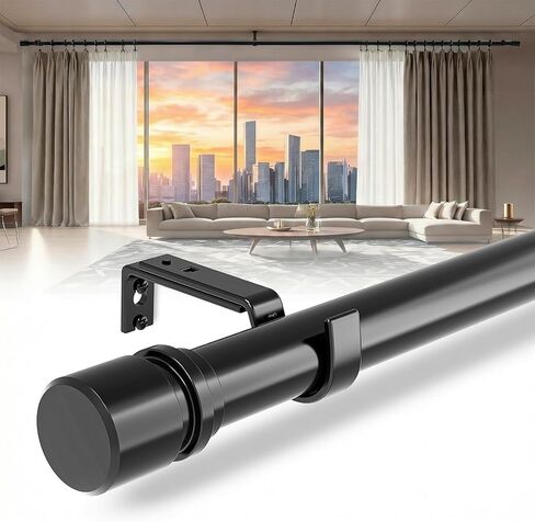 Outdoor Curtain Rods for Patio, Extra Long Rod (32 to 240 Inch) – Heavy Duty Curtain Rod, Adjustable Wall & Ceiling Mount, Matte Black Room Divider, For 1 Large Window or 2 Windows,5 Holders in Saudi Arabia