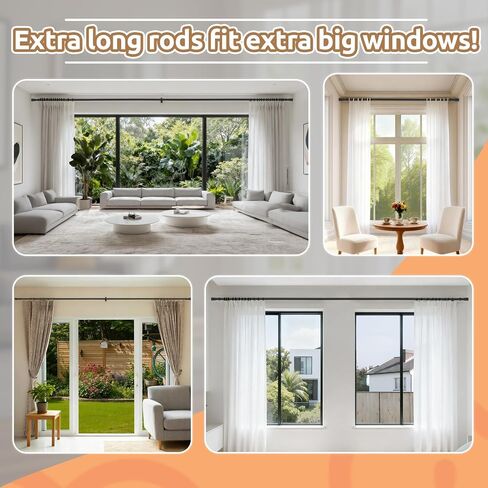 Outdoor Curtain Rods for Patio, Extra Long Rod (32 to 240 Inch) – Heavy Duty Curtain Rod, Adjustable Wall & Ceiling Mount, Matte Black Room Divider, For 1 Large Window or 2 Windows,5 Holders in Saudi Arabia