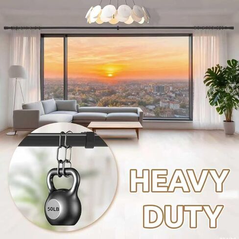 Outdoor Curtain Rods for Patio, Extra Long Rod (32 to 240 Inch) – Heavy Duty Curtain Rod, Adjustable Wall & Ceiling Mount, Matte Black Room Divider, For 1 Large Window or 2 Windows,5 Holders in Saudi Arabia