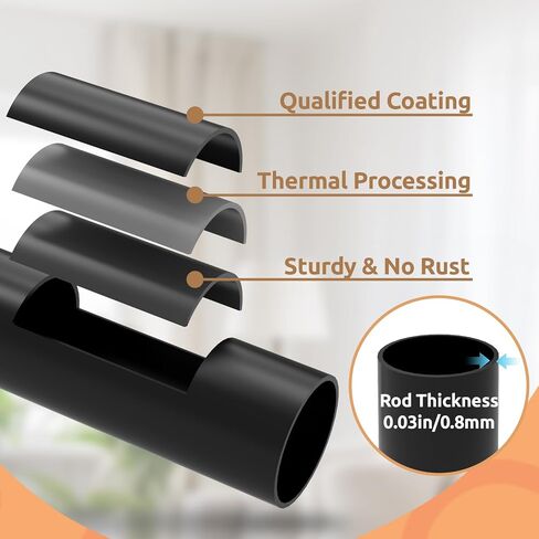 Outdoor Curtain Rods for Patio, Extra Long Rod (32 to 240 Inch) – Heavy Duty Curtain Rod, Adjustable Wall & Ceiling Mount, Matte Black Room Divider, For 1 Large Window or 2 Windows,5 Holders in Saudi Arabia