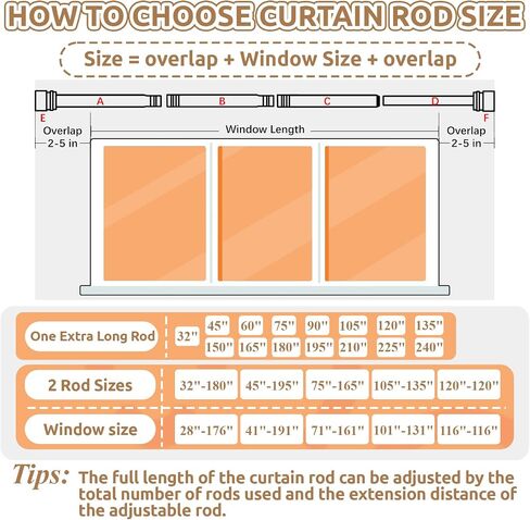 Outdoor Curtain Rods for Patio, Extra Long Rod (32 to 240 Inch) – Heavy Duty Curtain Rod, Adjustable Wall & Ceiling Mount, Matte Black Room Divider, For 1 Large Window or 2 Windows,5 Holders in Saudi Arabia