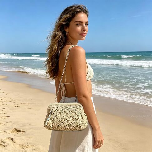 MYHOZEE Straw Clutch Purses for Women Woven Dumpling Crossbody Purse Small Raffia Shoulder Handbag Summer Beach Vacation Bag in Saudi Arabia