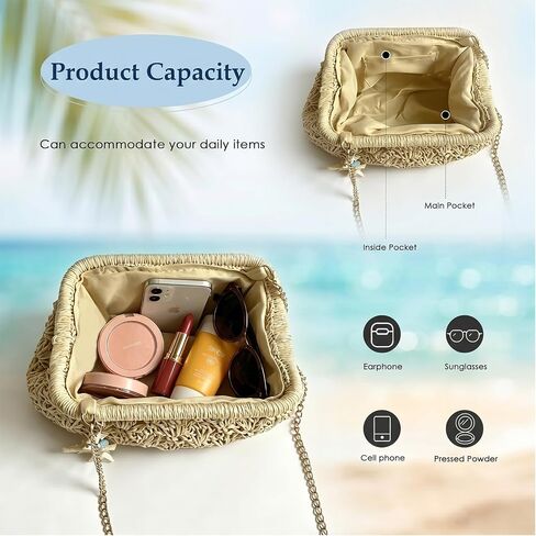 MYHOZEE Straw Clutch Purses for Women Woven Dumpling Crossbody Purse Small Raffia Shoulder Handbag Summer Beach Vacation Bag in Saudi Arabia