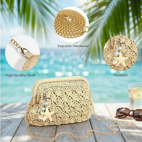 MYHOZEE Straw Clutch Purses for Women Woven Dumpling Crossbody Purse Small Raffia Shoulder Handbag Summer Beach Vacation Bag in Saudi Arabia